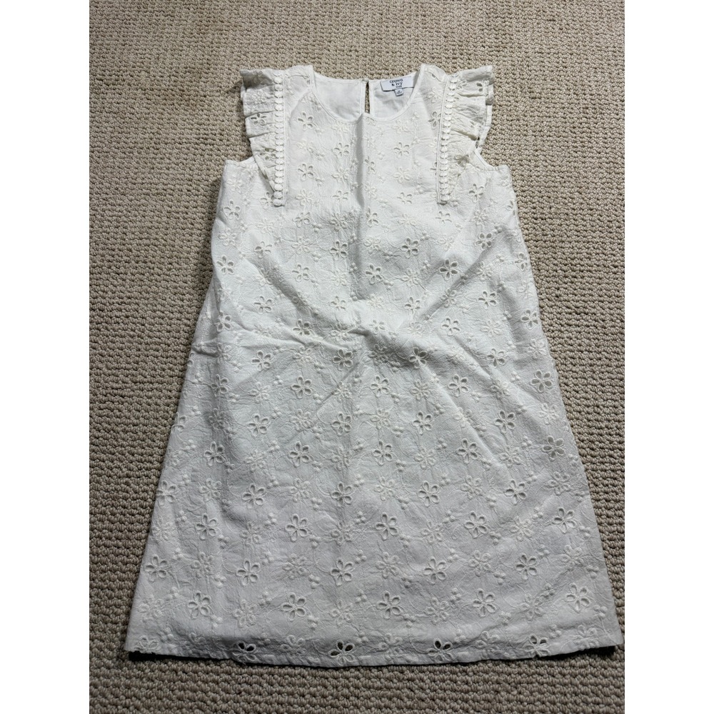 Crown & Ivy Kids Dress Girls Size Medium‎ White Broderie Ruffled Soft Chic Boho